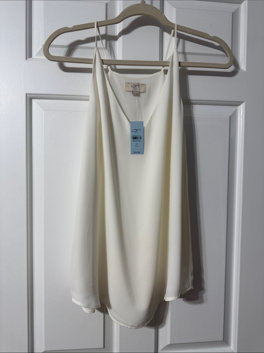 LOFT Cream Spaghetti Strap V-Neck Camisole